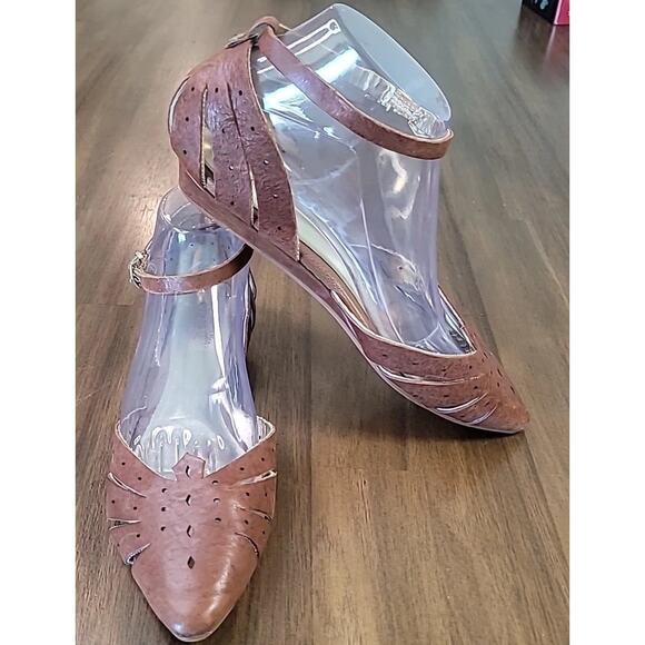 Seychelles Brown Leather Flats Women’s 8 Ankle Strap Pointed Toe GUC - Picture 2 of 12